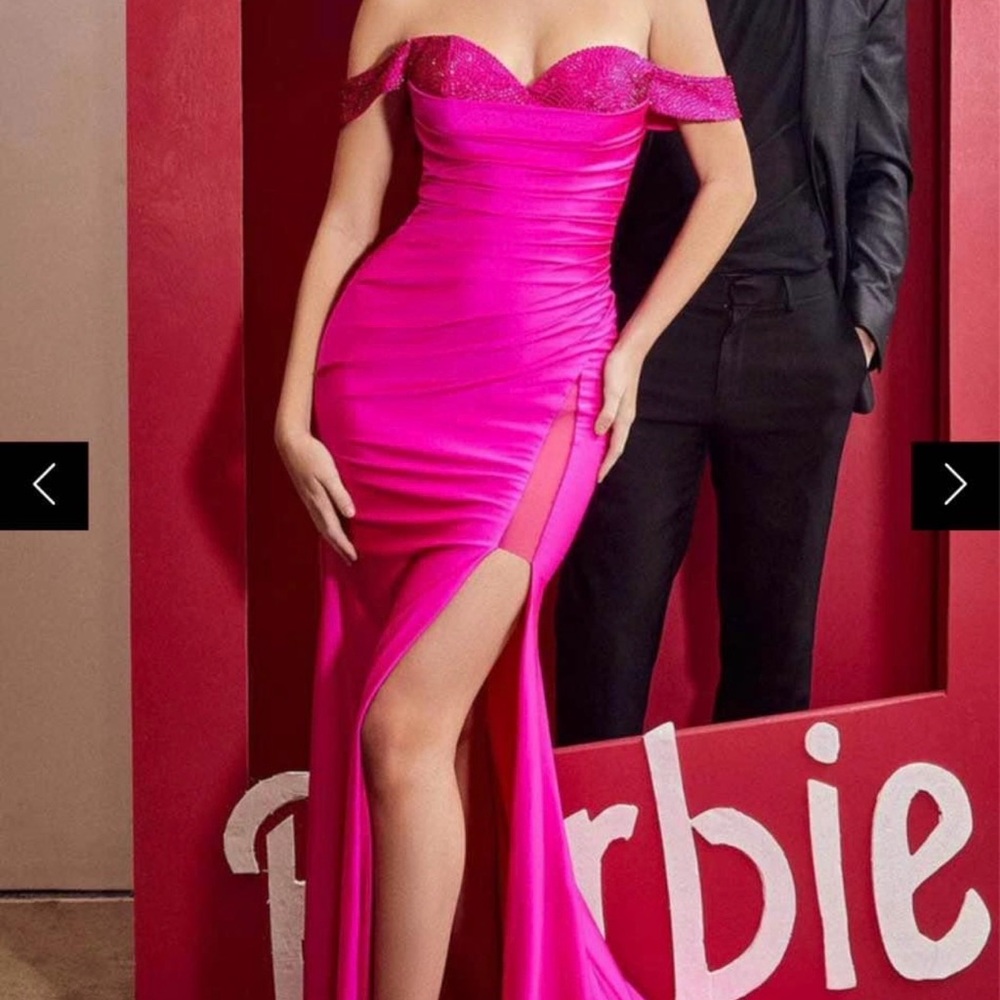 Glamorous Strapless Fuchsia Gown prom